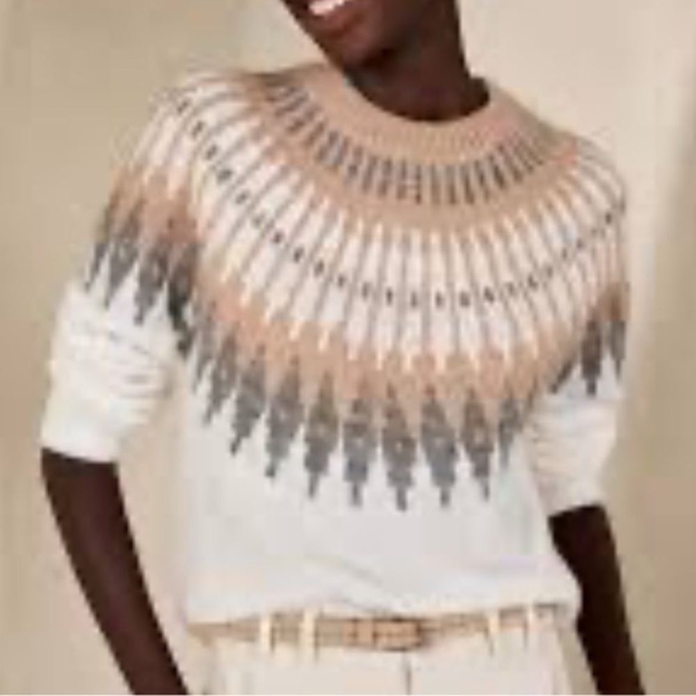 Alpaca Banana Republic Women's Sweater in Cream and Gray